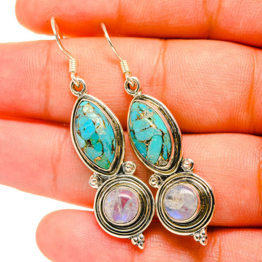 Blue Copper Composite Turquoise Earrings handcrafted by Ana Silver Co - EARR418985