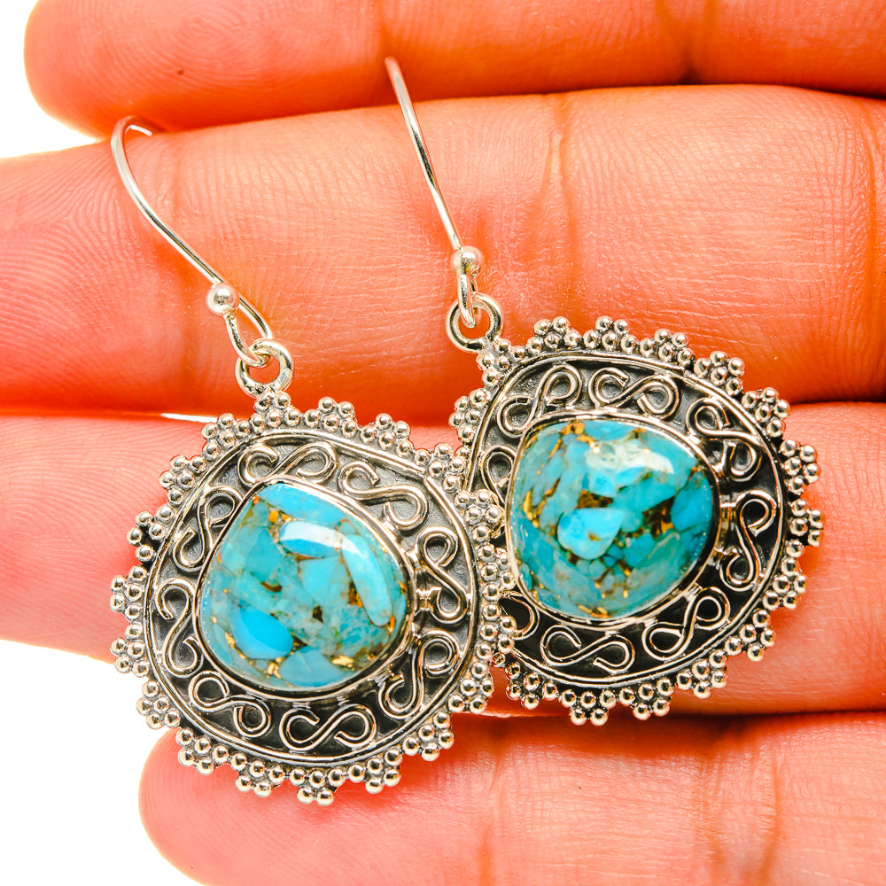 Blue Copper Composite Turquoise Earrings handcrafted by Ana Silver Co - EARR418997