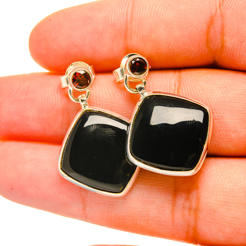 Black Onyx Earrings handcrafted by Ana Silver Co - EARR418998