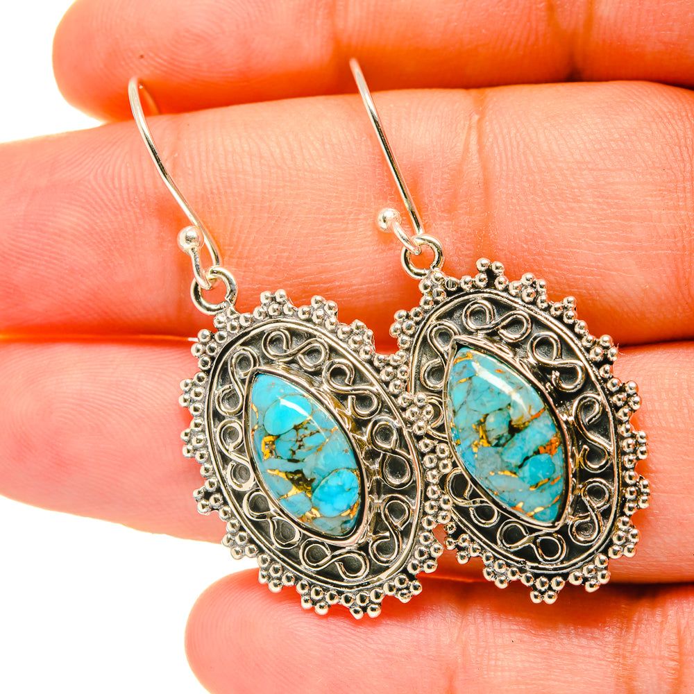 Blue Copper Composite Turquoise Earrings handcrafted by Ana Silver Co - EARR419000