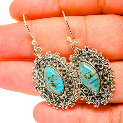 Blue Copper Composite Turquoise Earrings handcrafted by Ana Silver Co - EARR419000