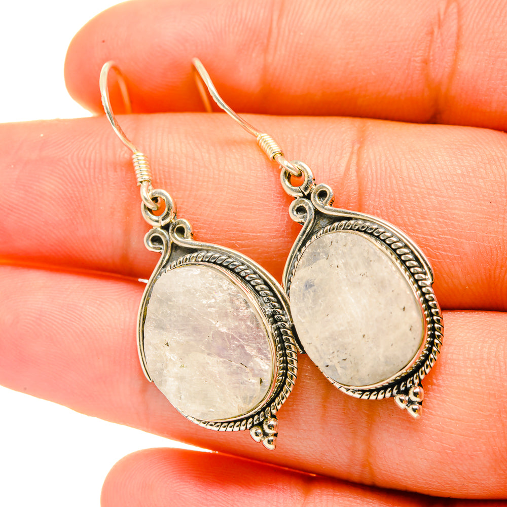 Rainbow Moonstone Earrings handcrafted by Ana Silver Co - EARR419008