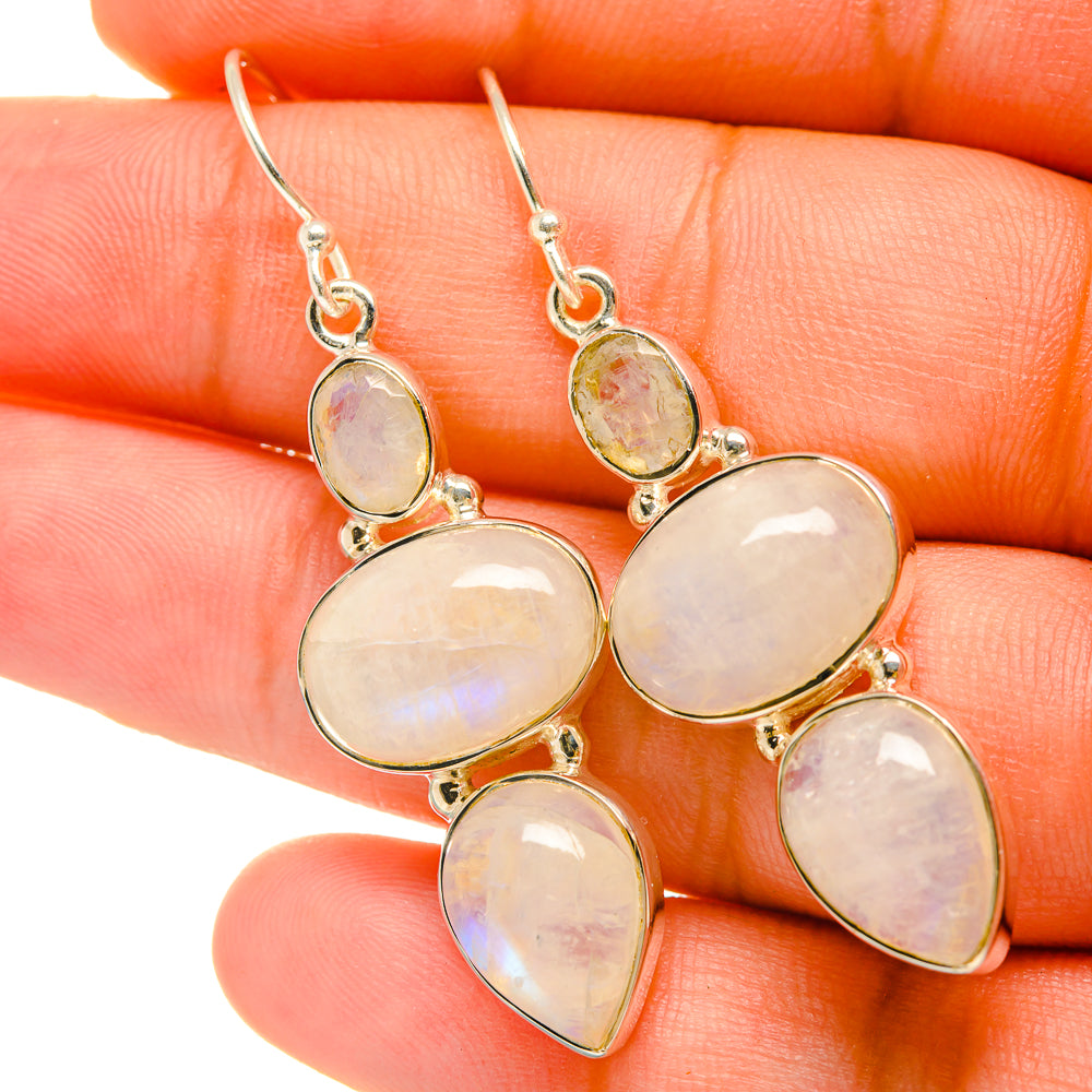 Rainbow Moonstone Earrings handcrafted by Ana Silver Co - EARR419010