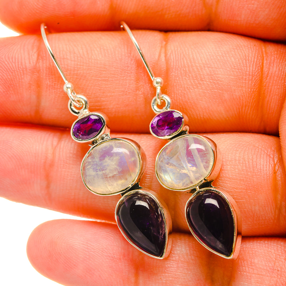 Rainbow Moonstone Earrings handcrafted by Ana Silver Co - EARR419013