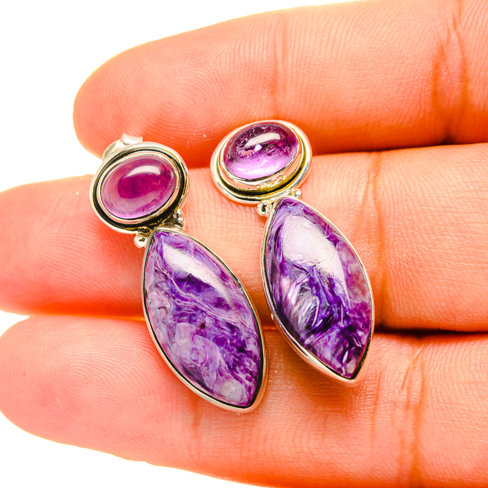 Charoite Earrings handcrafted by Ana Silver Co - EARR419015