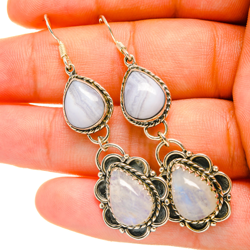 Rainbow Moonstone Earrings handcrafted by Ana Silver Co - EARR419019