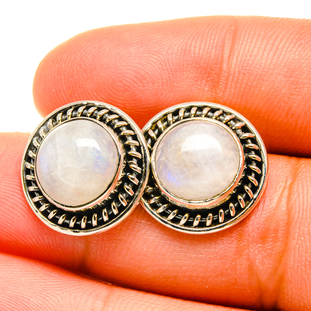 Rainbow Moonstone Earrings handcrafted by Ana Silver Co - EARR419035