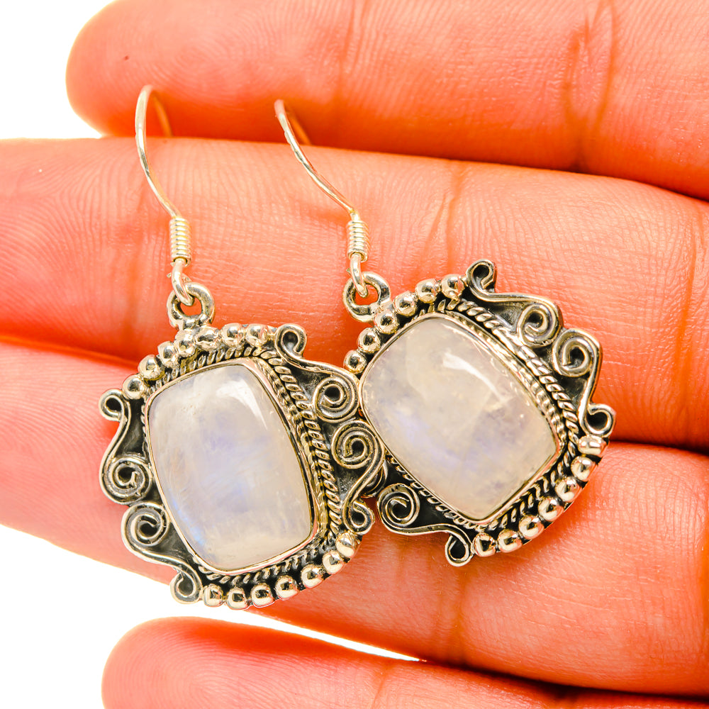 Rainbow Moonstone Earrings handcrafted by Ana Silver Co - EARR419046