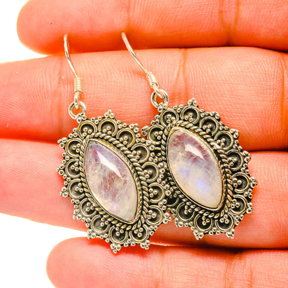 Rainbow Moonstone Earrings handcrafted by Ana Silver Co - EARR419048