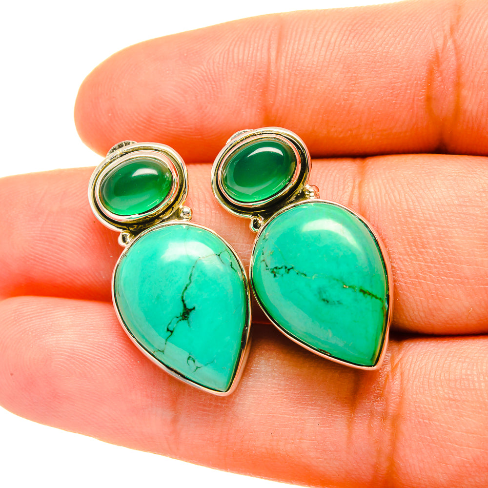 Tibetan Turquoise Earrings handcrafted by Ana Silver Co - EARR419059