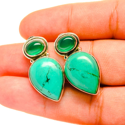 Tibetan Turquoise Earrings handcrafted by Ana Silver Co - EARR419059