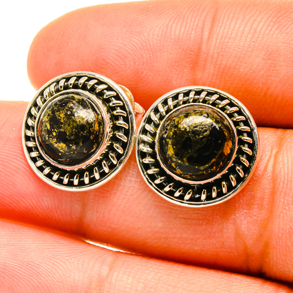 Pyrite In Black Onyx Earrings handcrafted by Ana Silver Co - EARR419063