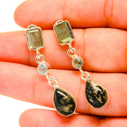 Golden Seraphinite Earrings handcrafted by Ana Silver Co - EARR419067