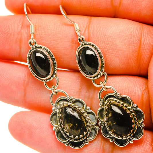 Golden Seraphinite Earrings handcrafted by Ana Silver Co - EARR419070