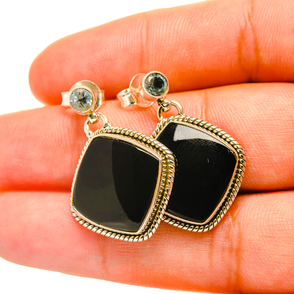 Black Onyx Earrings handcrafted by Ana Silver Co - EARR419075