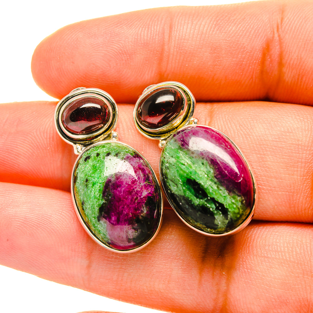 Ruby Zoisite Earrings handcrafted by Ana Silver Co - EARR419087