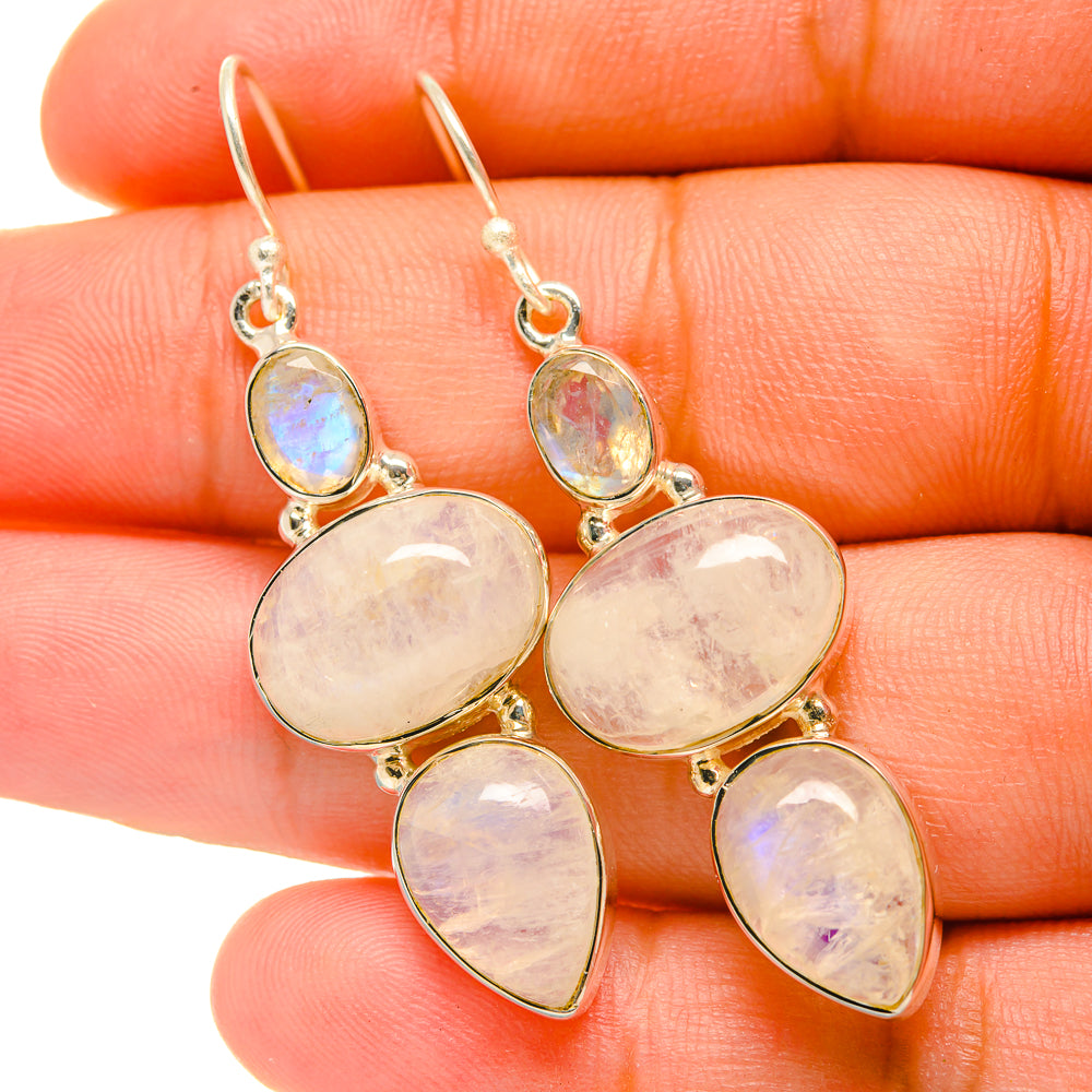 Rainbow Moonstone Earrings handcrafted by Ana Silver Co - EARR419091