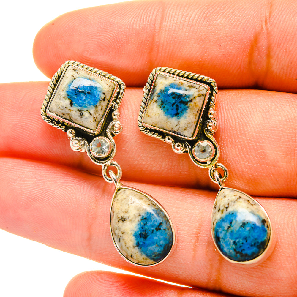 K2 Blue Azurite Earrings handcrafted by Ana Silver Co - EARR419094