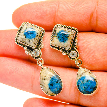 K2 Blue Azurite Earrings handcrafted by Ana Silver Co - EARR419094