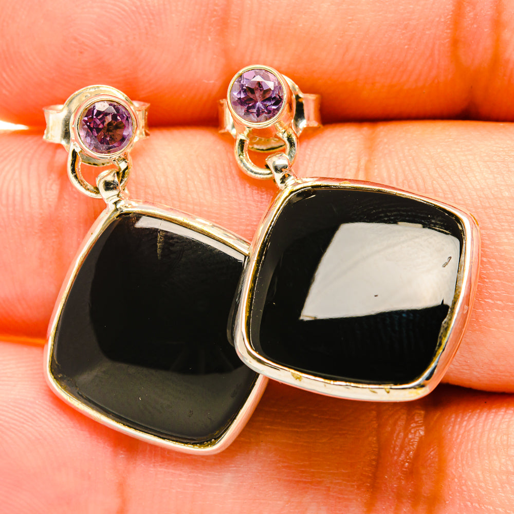 Black Onyx Earrings handcrafted by Ana Silver Co - EARR419101
