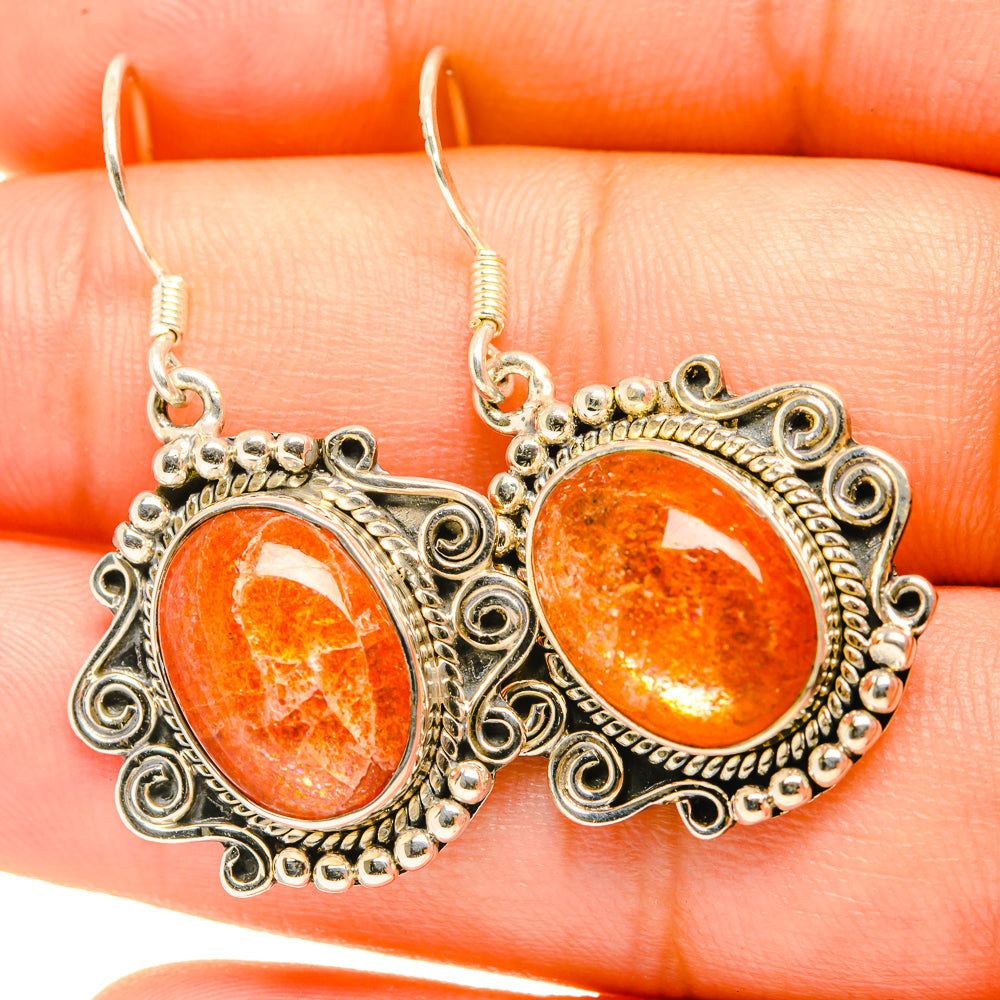 Sunstone Earrings handcrafted by Ana Silver Co - EARR419110