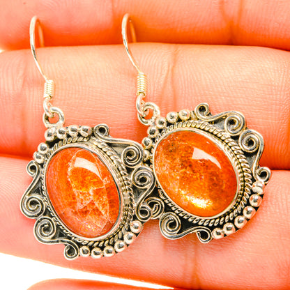 Sunstone Earrings handcrafted by Ana Silver Co - EARR419110