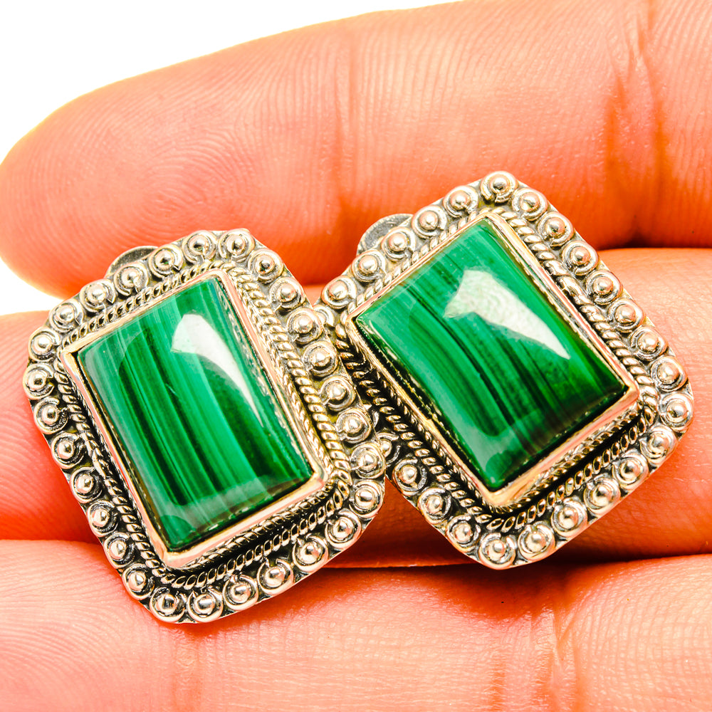 Malachite Earrings handcrafted by Ana Silver Co - EARR419111