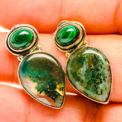 Green Moss Agate Earrings handcrafted by Ana Silver Co - EARR419119