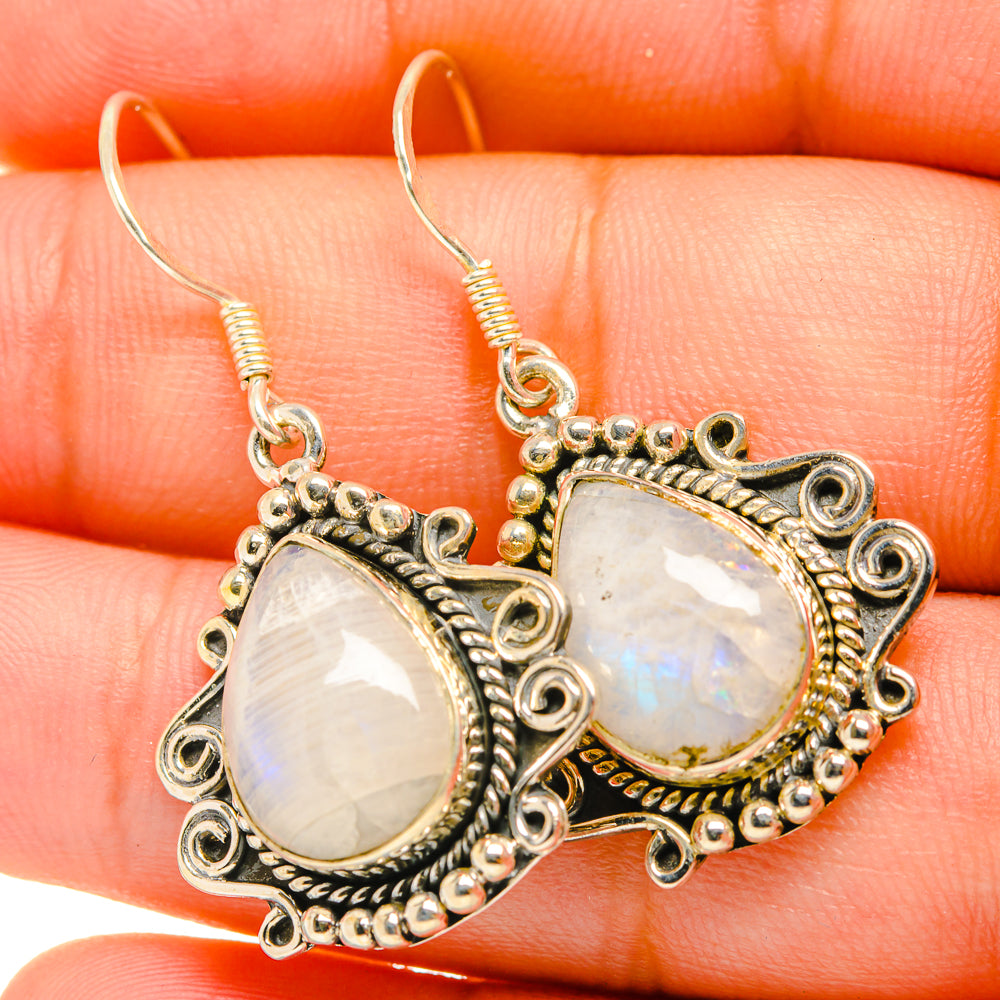 Rainbow Moonstone Earrings handcrafted by Ana Silver Co - EARR419126