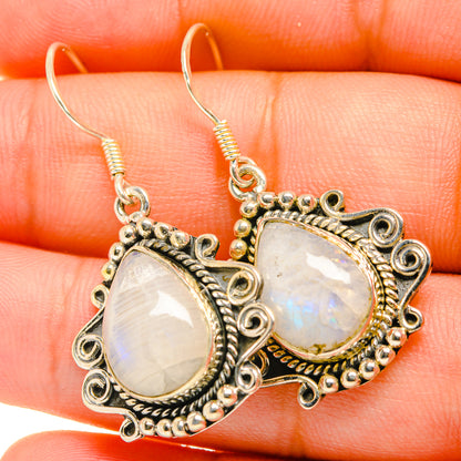 Rainbow Moonstone Earrings handcrafted by Ana Silver Co - EARR419126