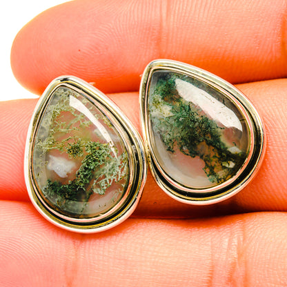 Green Moss Agate Earrings handcrafted by Ana Silver Co - EARR419131