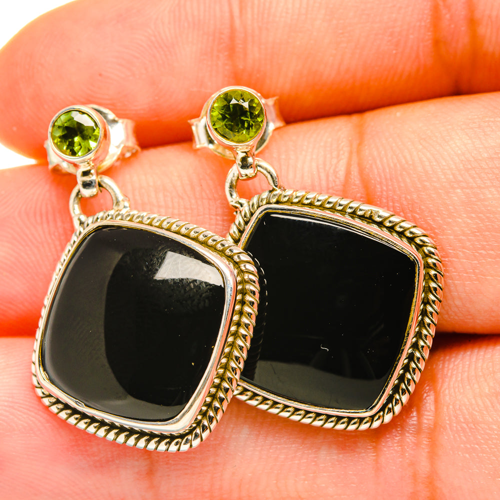 Black Onyx Earrings handcrafted by Ana Silver Co - EARR419135
