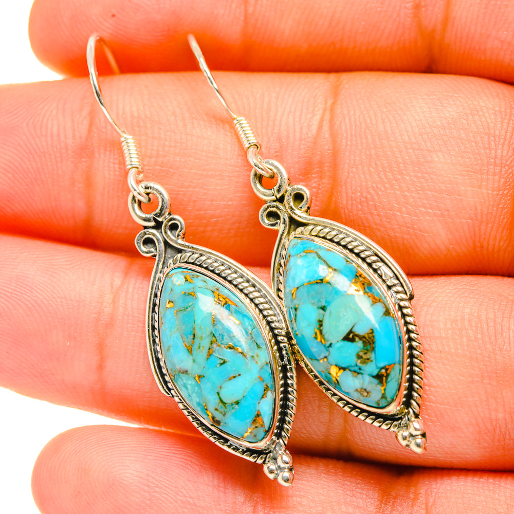 Blue Copper Composite Turquoise Earrings handcrafted by Ana Silver Co - EARR419137