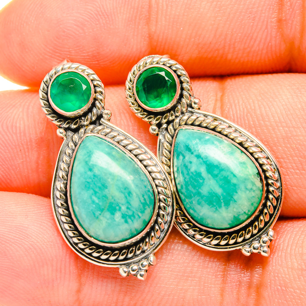 Amazonite Earrings handcrafted by Ana Silver Co - EARR419142