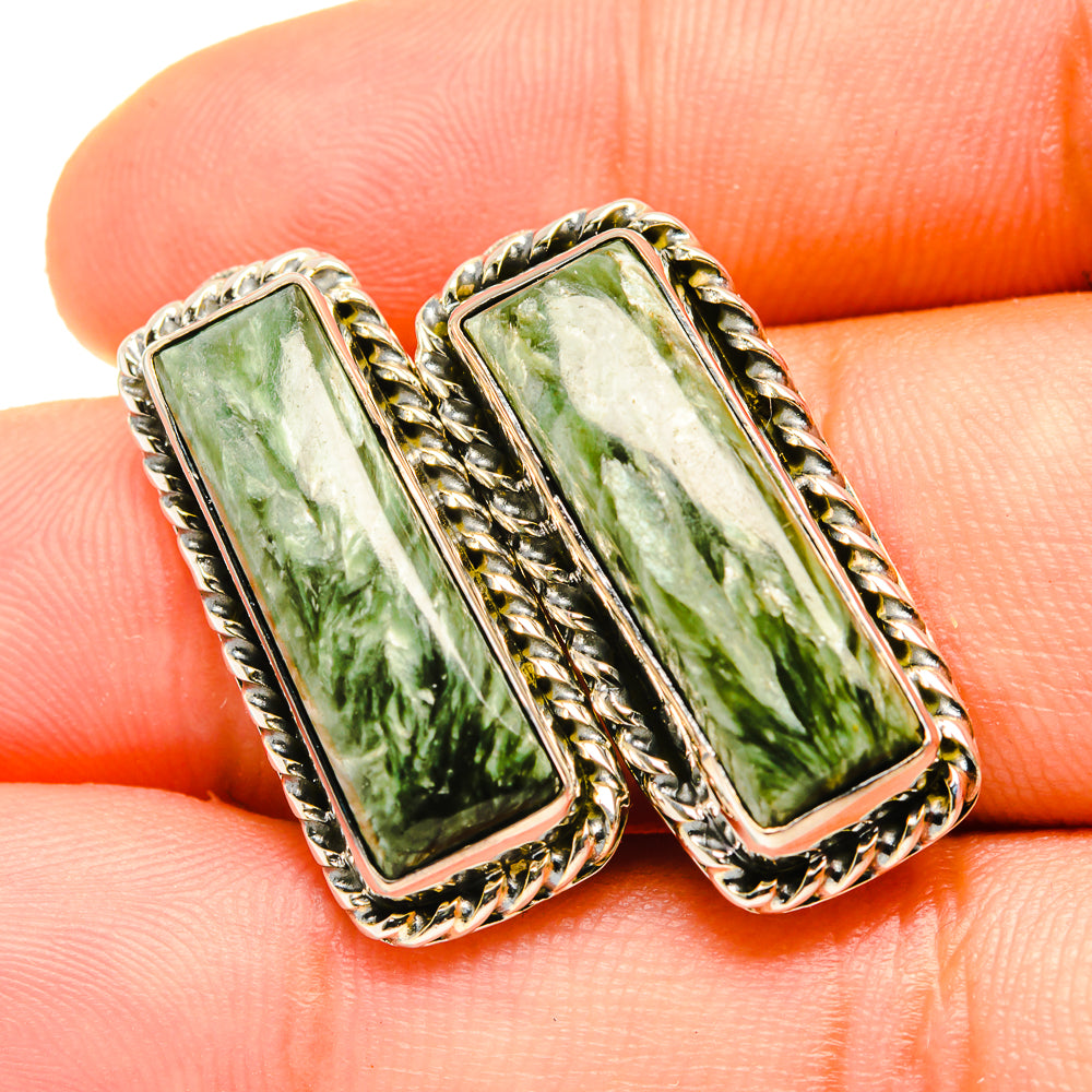 Seraphinite Earrings handcrafted by Ana Silver Co - EARR419155