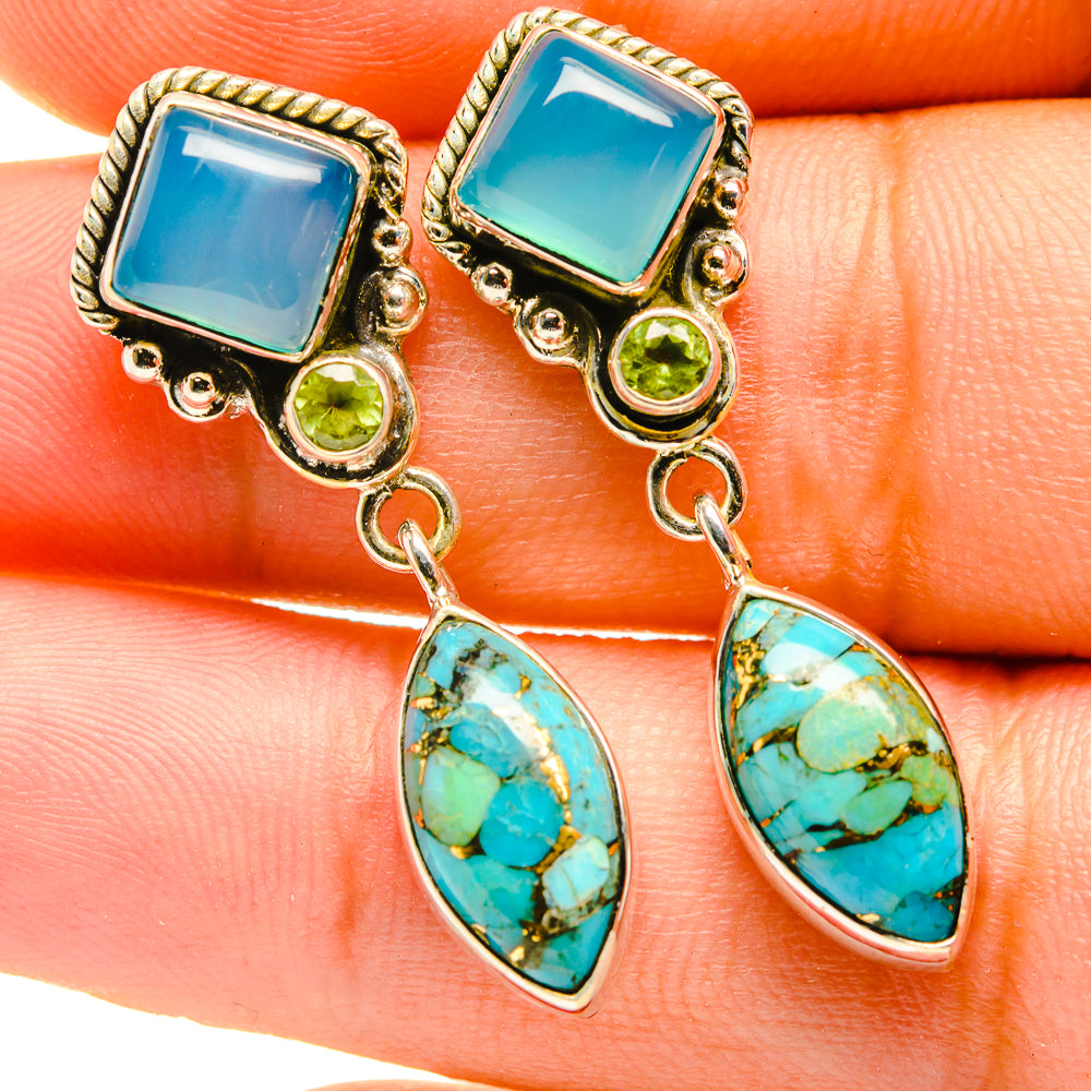 Blue Copper Composite Turquoise Earrings handcrafted by Ana Silver Co - EARR419176