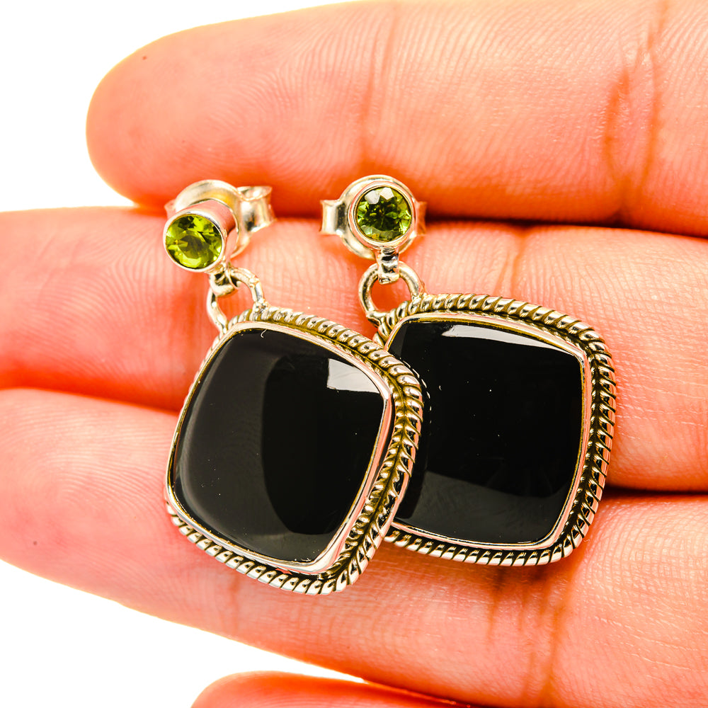 Black Onyx Earrings handcrafted by Ana Silver Co - EARR419194