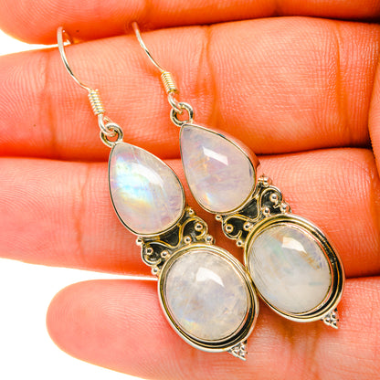 Rainbow Moonstone Earrings handcrafted by Ana Silver Co - EARR419211
