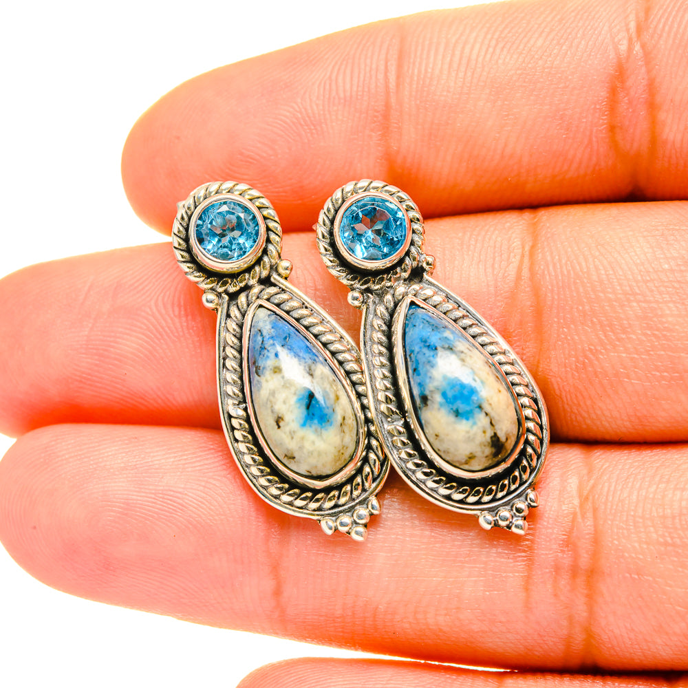 K2 Blue Azurite Earrings handcrafted by Ana Silver Co - EARR419214