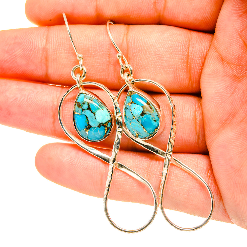 Blue Copper Composite Turquoise Earrings handcrafted by Ana Silver Co - EARR419222