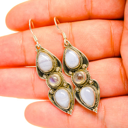 Rainbow Moonstone Earrings handcrafted by Ana Silver Co - EARR419232