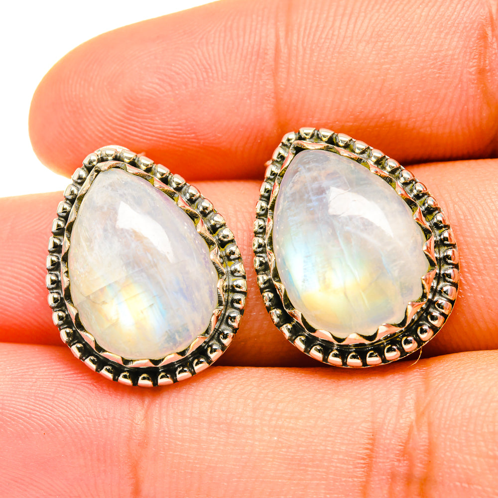 Rainbow Moonstone Earrings handcrafted by Ana Silver Co - EARR419253