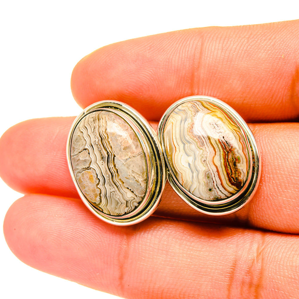 Laguna Lace Agate Earrings handcrafted by Ana Silver Co - EARR419255