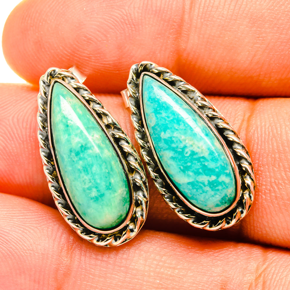 Amazonite Earrings handcrafted by Ana Silver Co - EARR419256