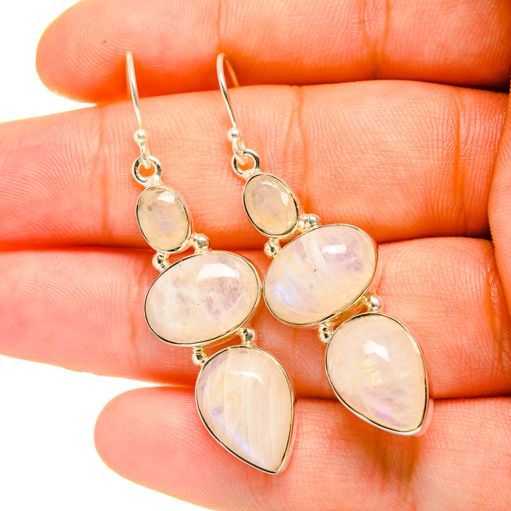 Rainbow Moonstone Earrings handcrafted by Ana Silver Co - EARR419263