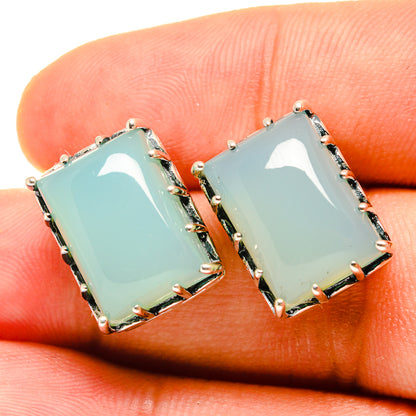 Aqua Chalcedony Earrings handcrafted by Ana Silver Co - EARR419317