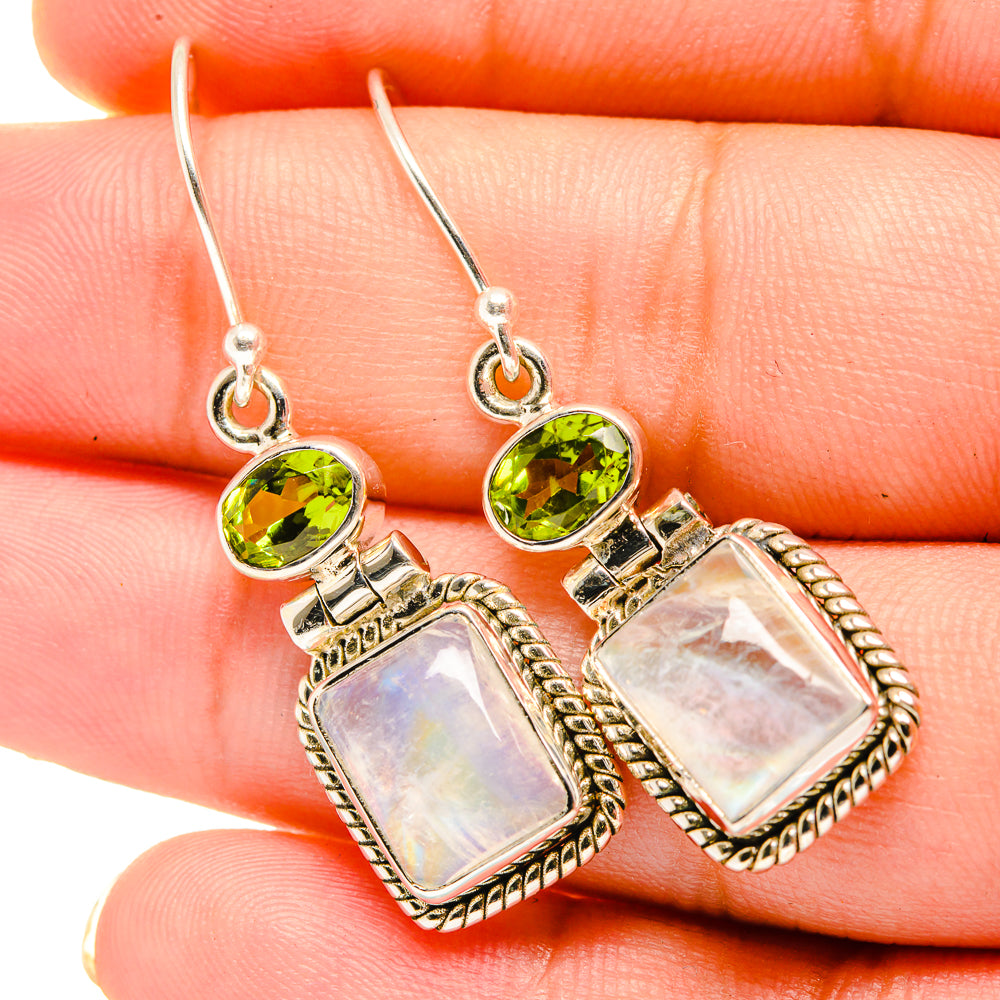 Rainbow Moonstone Earrings handcrafted by Ana Silver Co - EARR419321