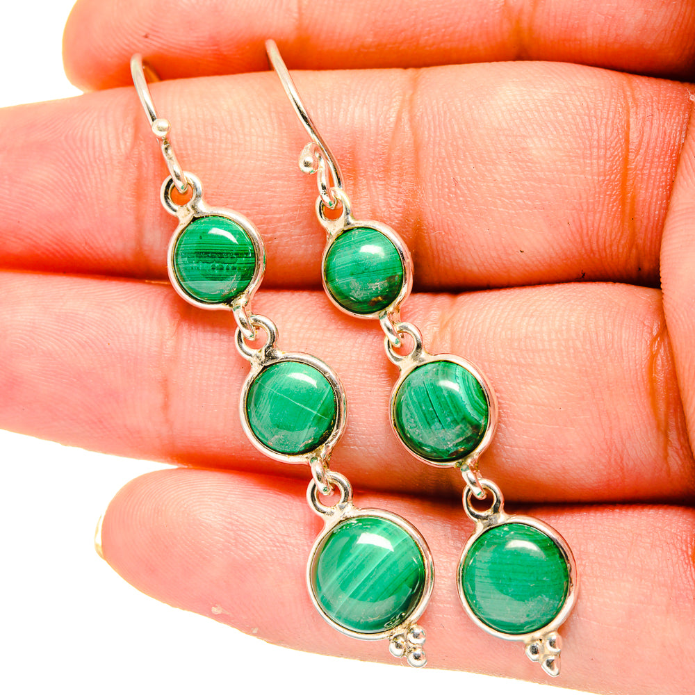 Malachite Earrings handcrafted by Ana Silver Co - EARR419322