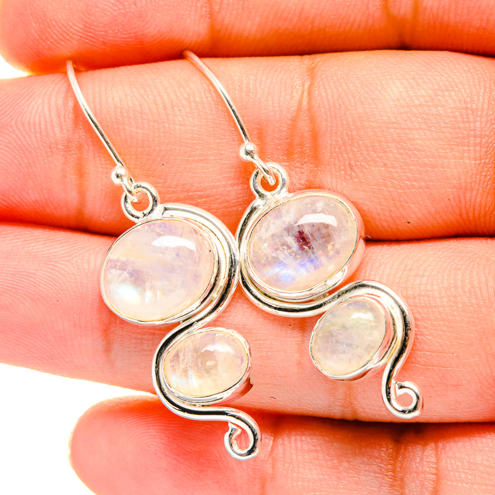 Rainbow Moonstone Earrings handcrafted by Ana Silver Co - EARR419324