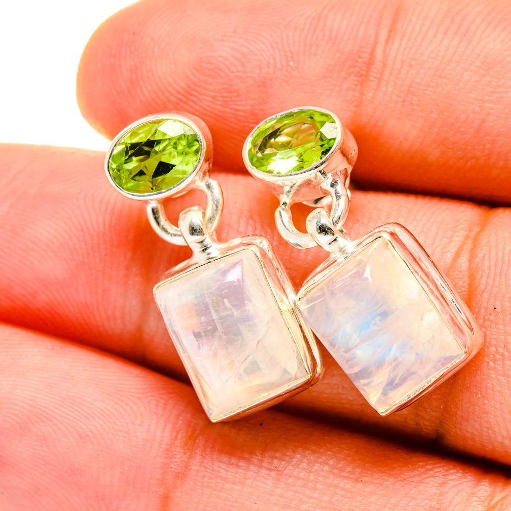 Rainbow Moonstone Earrings handcrafted by Ana Silver Co - EARR419328